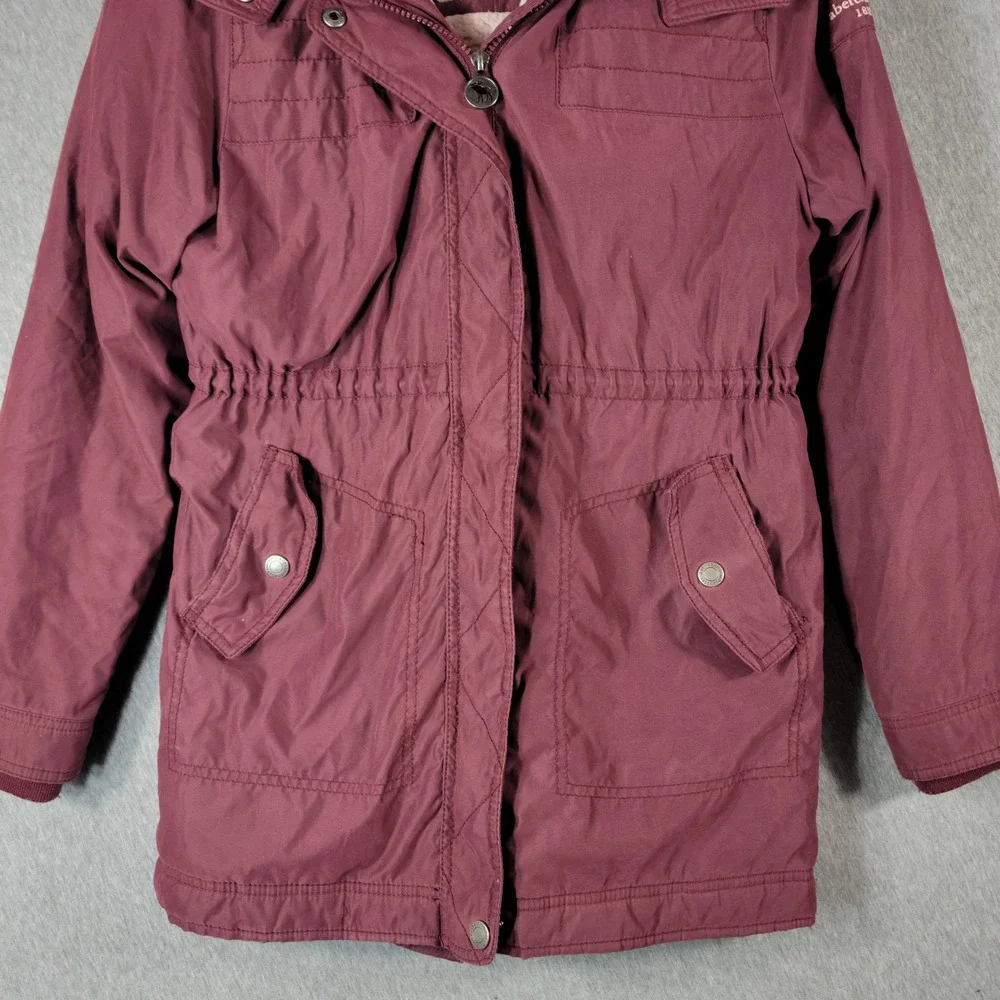 Abercrombie Kids Parka Jacket Kids 15/16 Maroon Faux Fur Hooded Sherpa Lined